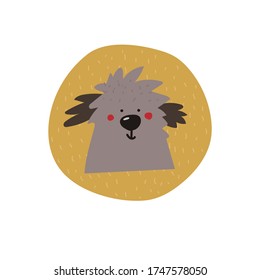 Dog on an isolated background.Styling and Grooming Shop, Pet Store for Dogs Doodle style. Flat illustration. Curly dog. Concept of animal grooming. Haircut of domestic dogs. Vector.