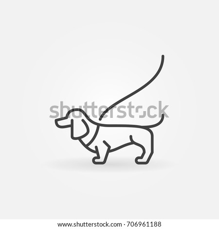 Dog on a leash concept icon or symbol in thin line style