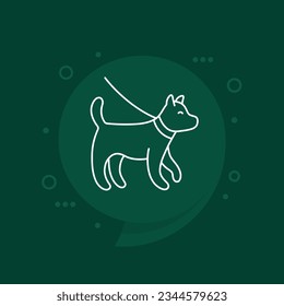 dog on a leash icon, line vector