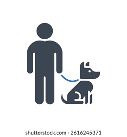 Dog On Leash Icon On White Background