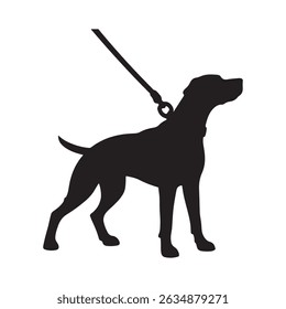 Ícone de vetor de liderança Dog on leash no fundo branco