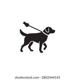 Dog on leash lead vector icon on white background