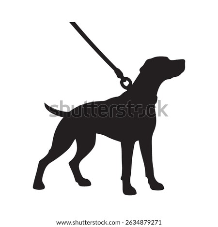 Dog on leash lead vector icon on white background