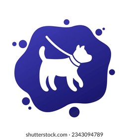 dog on a leash vector icon