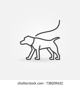 Dog on a leash vector minimal icon or sign in thin line style