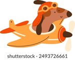 Dog On Plane Vector Illustration