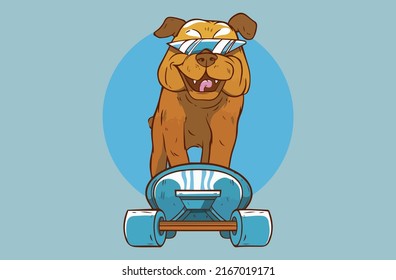 dog on skateboard funny print