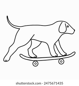 Dog on a skateboard. Labrador, retriever. Vector logo, cute pet illustration