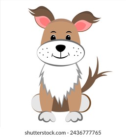 Dog on white background. Little cute puppy
