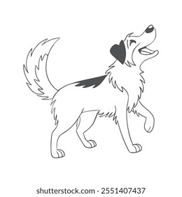 Cão no fundo branco - Ilustração de vetor de arte de linha minimalista para amantes de animais e projetos de design