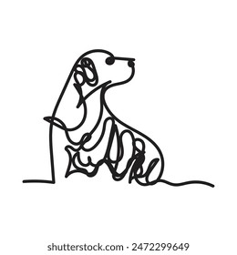 perro una línea de arte, perro línea continua de arte, perro línea mínima diseño de arte 