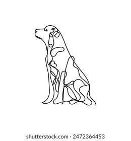 dog one line art design, logo design minimal design 