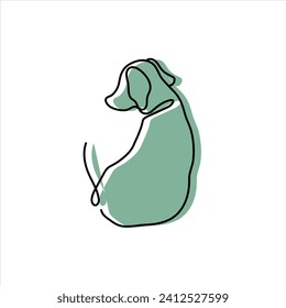 dog one line art illustration, colorful , logo, continuous line art, symbol, dogs, puppy,