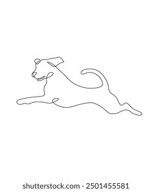 Dog one line art illustration One continuous line drawing 