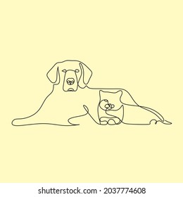 Dog one  line art vector drawing