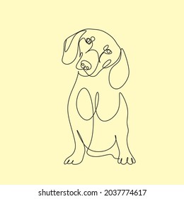 Dog one  line art vector drawing