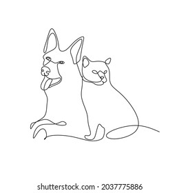 Dog one line art vector