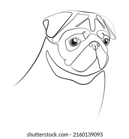Dibujo de una línea de perro sobre fondo blanco aislado 