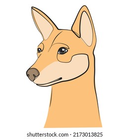 Dog one line drawing on white isolated background. Vector illustration 