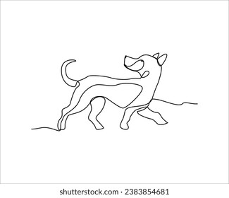 Dog one line drawing on white vector image Dog illustration