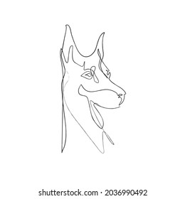 Dog one line drawing. Pet shop logo. Abstract minimal style. Editable line