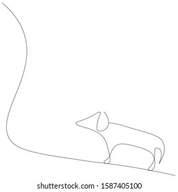 Dog one line drawing, vector illustration