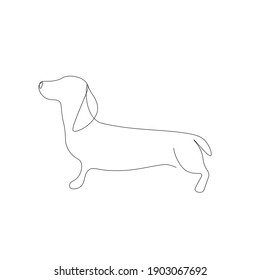 Dog one line drawing, vector illustration