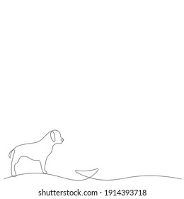 Dog one line drawing, vector illustration