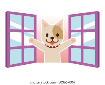 Dog to open the window