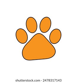 Dog orange paw icon vector. Paw vector icon isolated on white background, Paw logo design. Vector illustration. Eps file 149.