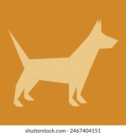 Dog origami. Created with vector, to simulate folded paper. Childish, minimalist and colorful.