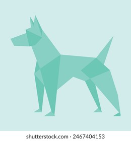 Dog origami. Created with vector, to simulate folded paper. Childish, minimalist and colorful.