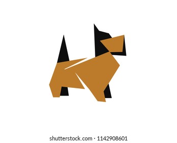 dog origami designed in a simple way so it can be used for multiple purposes i.e. logo ,mark ,symbol or icon.