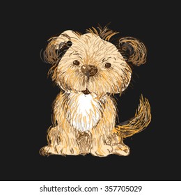 Dog Original Hand Drawn Concept Illustration