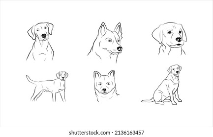 Dog outline icon. Pet vector illustration. Canine symbol isolated.