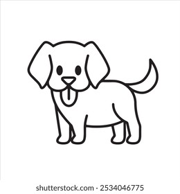 Dog outline line art vector illustration on white background