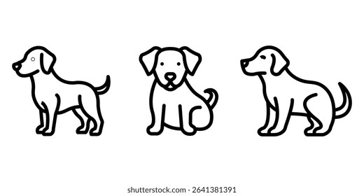 dog outline or line icon design bundle.