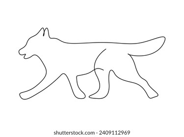 Umriss des Hundes in einer fortlaufenden Zeichnung. Einzeln auf weißem Hintergrund, Vektorgrafik. Kostenlose Vektorgrafik.