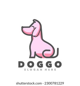 Plantilla de logotipo simple de esquema de perro