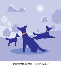 Dog outside design, Mascot pet animal nature cute and puppy theme Vector illustration