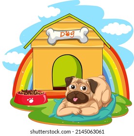 A dog outside the doghouse  illustration