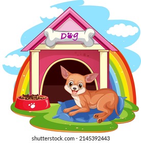 A dog outside the doghouse  illustration