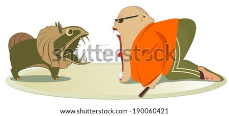 Dog and its owner barking at each other