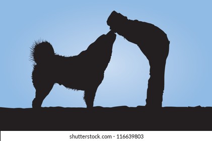 Dog and owner silhouette