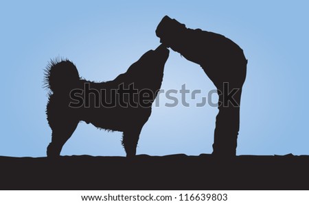 Dog and owner silhouette