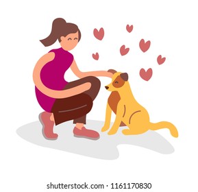 Dog and owner vector illustration