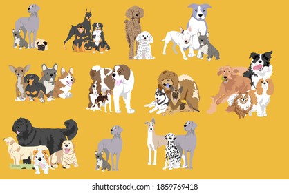 dog pack vector illustration for web