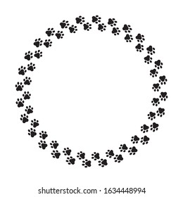 Dog pads round frame, vector design