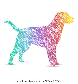 dog painted rainbow colors. logo
