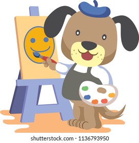 Dog painting a face